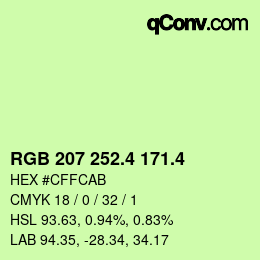 カラーコード: RGB 207 252.4 171.4 | qconv.com
