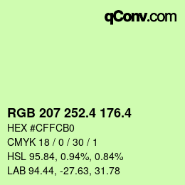 カラーコード: RGB 207 252.4 176.4 | qconv.com