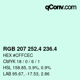 カラーコード: RGB 207 252.4 236.4 | qconv.com