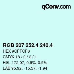 カラーコード: RGB 207 252.4 246.4 | qconv.com