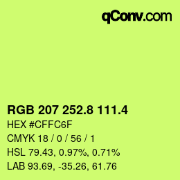カラーコード: RGB 207 252.8 111.4 | qconv.com