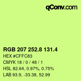 カラーコード: RGB 207 252.8 131.4 | qconv.com