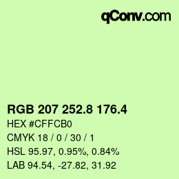 カラーコード: RGB 207 252.8 176.4 | qconv.com