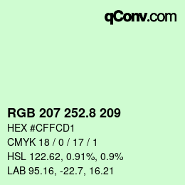 カラーコード: RGB 207 252.8 209 | qconv.com