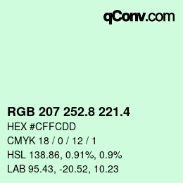 カラーコード: RGB 207 252.8 221.4 | qconv.com
