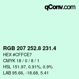 カラーコード: RGB 207 252.8 231.4 | qconv.com