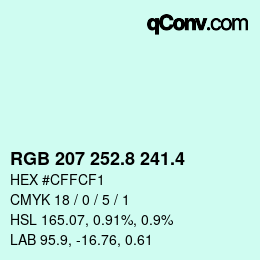 カラーコード: RGB 207 252.8 241.4 | qconv.com