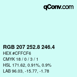 カラーコード: RGB 207 252.8 246.4 | qconv.com