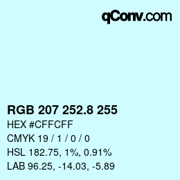 Color code: RGB 207 252.8 255 | qconv.com