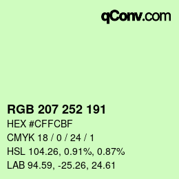 Color code: RGB 207 252 191 | qconv.com