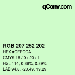 颜色代码: RGB 207 252 202 | qconv.com