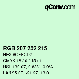 Color code: RGB 207 252 215 | qconv.com