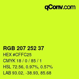 Color code: RGB 207 252 37 | qconv.com