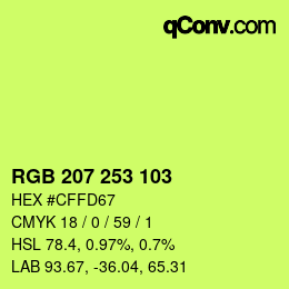 Color code: RGB 207 253 103 | qconv.com