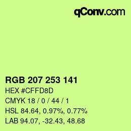 Color code: RGB 207 253 141 | qconv.com