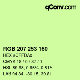 Color code: RGB 207 253 160 | qconv.com