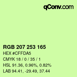 カラーコード: RGB 207 253 165 | qconv.com