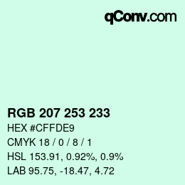 Color code: RGB 207 253 233 | qconv.com