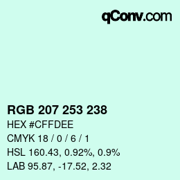 Color code: RGB 207 253 238 | qconv.com