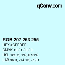 Color code: RGB 207 253 255 | qconv.com