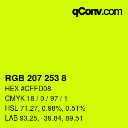 颜色代码: RGB 207 253 8 | qconv.com