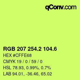 カラーコード: RGB 207 254.2 104.6 | qconv.com