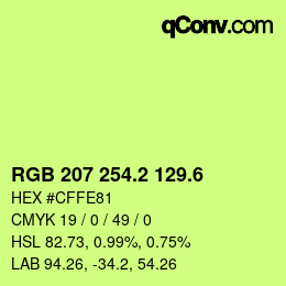 カラーコード: RGB 207 254.2 129.6 | qconv.com