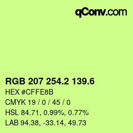 カラーコード: RGB 207 254.2 139.6 | qconv.com