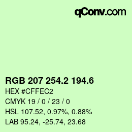 カラーコード: RGB 207 254.2 194.6 | qconv.com