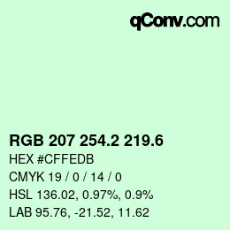 カラーコード: RGB 207 254.2 219.6 | qconv.com