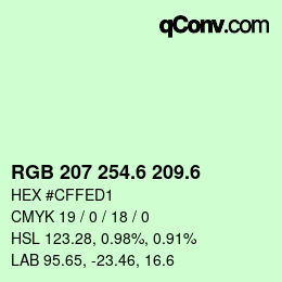 カラーコード: RGB 207 254.6 209.6 | qconv.com