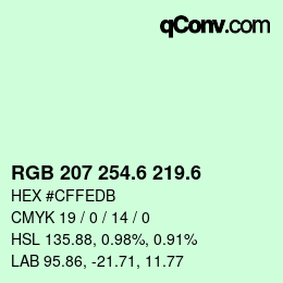 カラーコード: RGB 207 254.6 219.6 | qconv.com