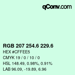 カラーコード: RGB 207 254.6 229.6 | qconv.com