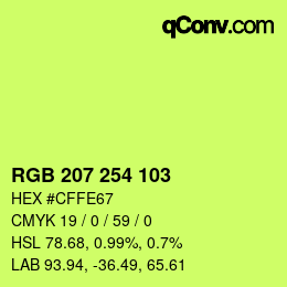 Color code: RGB 207 254 103 | qconv.com