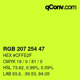 Código de color: RGB 207 254 47 | qconv.com
