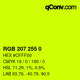 Color code: RGB 207 255 0 | qconv.com