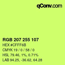 カラーコード: RGB 207 255 107 | qconv.com