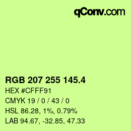 カラーコード: RGB 207 255 145.4 | qconv.com