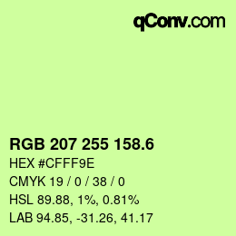 カラーコード: RGB 207 255 158.6 | qconv.com