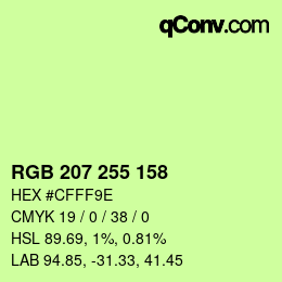 Color code: RGB 207 255 158 | qconv.com
