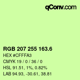 カラーコード: RGB 207 255 163.6 | qconv.com