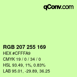 カラーコード: RGB 207 255 169 | qconv.com