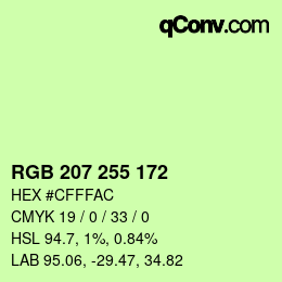 Color code: RGB 207 255 172 | qconv.com