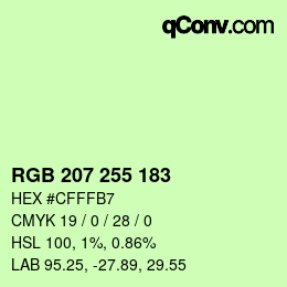 カラーコード: RGB 207 255 183 | qconv.com