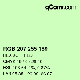 Color code: RGB 207 255 189 | qconv.com