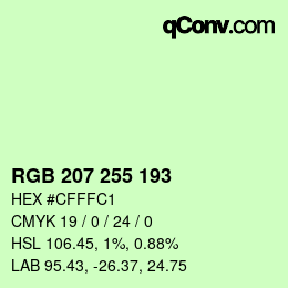 Color code: RGB 207 255 193 | qconv.com
