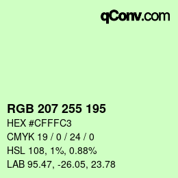 Color code: RGB 207 255 195 | qconv.com