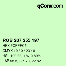 Color code: RGB 207 255 197 | qconv.com