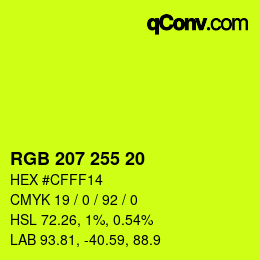 カラーコード: RGB 207 255 20 | qconv.com