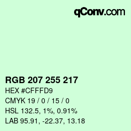 カラーコード: RGB 207 255 217 | qconv.com